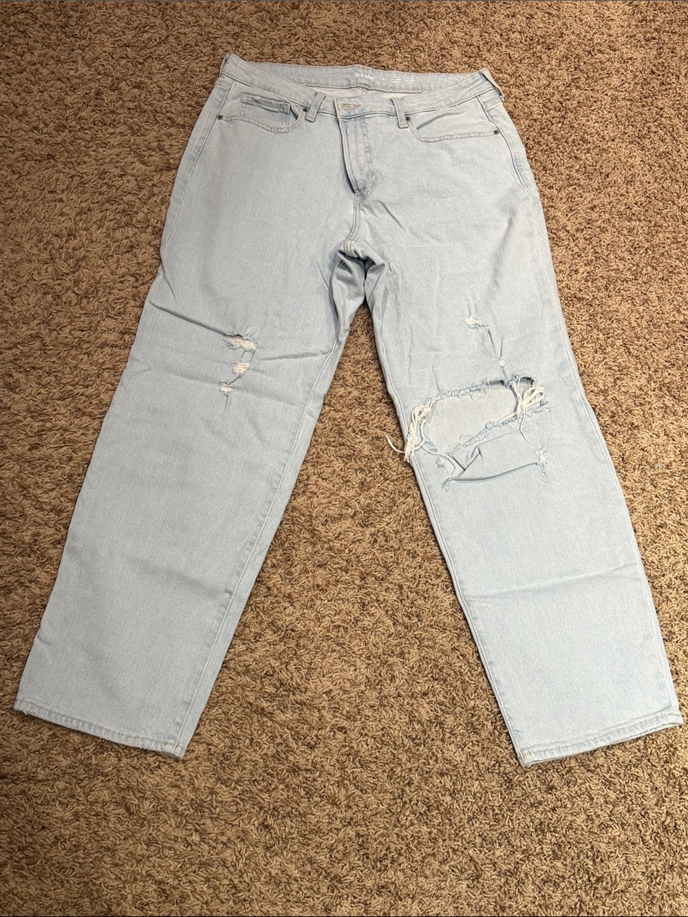 Old Navy Light Wash OG Loose Jeans with Knee Rips